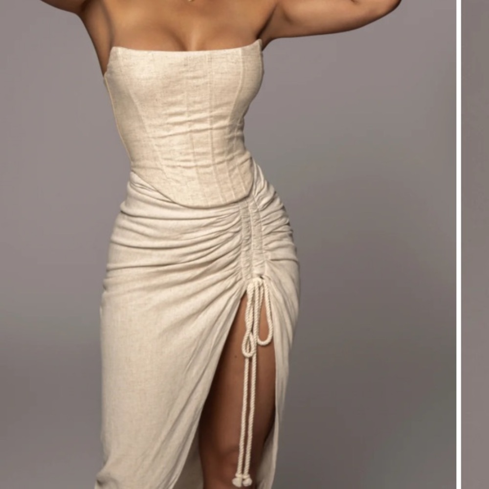 2 piece set ! Linen corset with boning and tie up skirt.